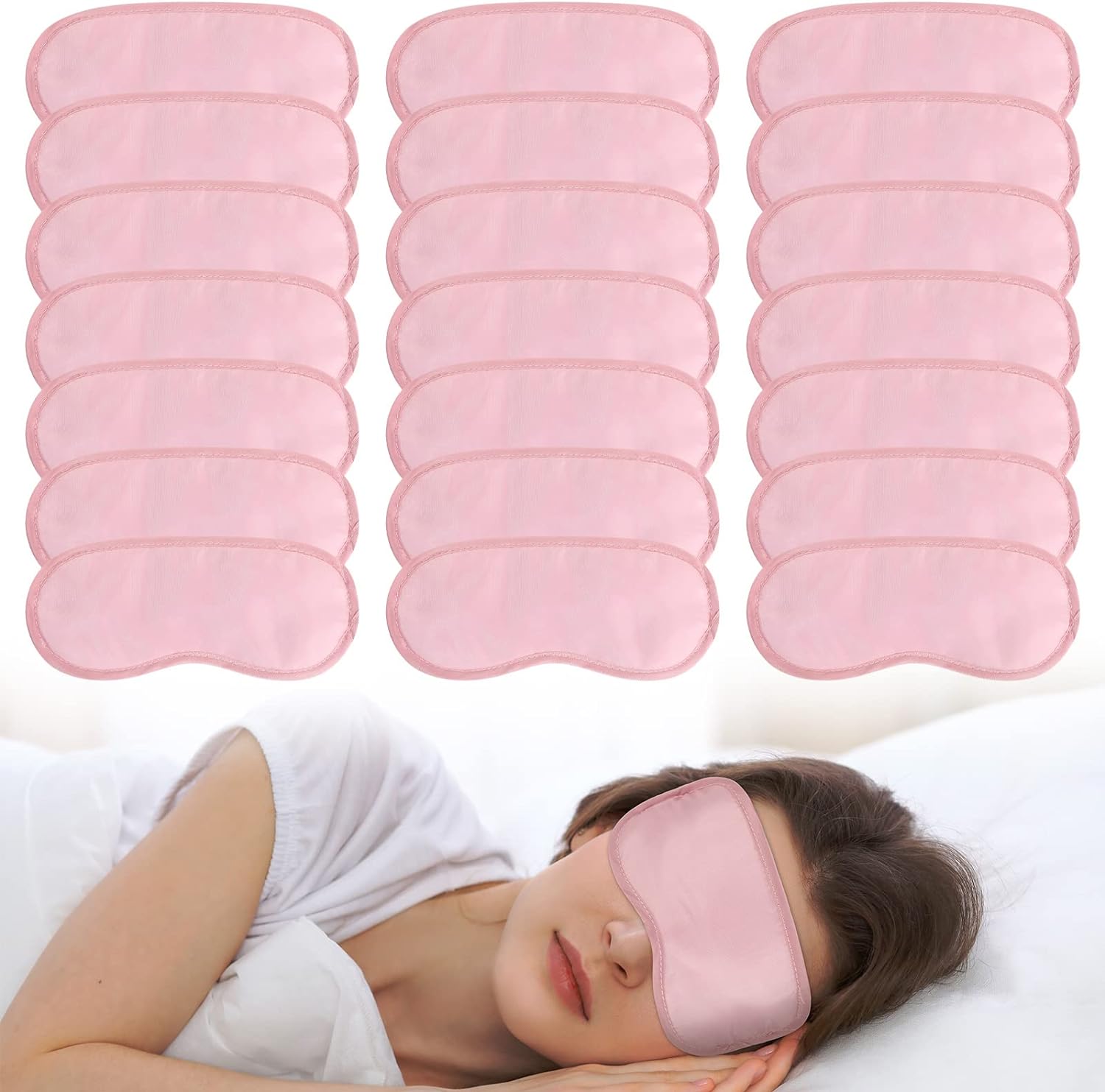100 Pieces Eye Mask Sleep Mask Bulk Blindfold Eye Cover with Elastic Adjustable Strap Sleeping Night Silk Mask for Women Girls Kids Pajama Party Bachelor Party Games Travel Sleep (Pink)