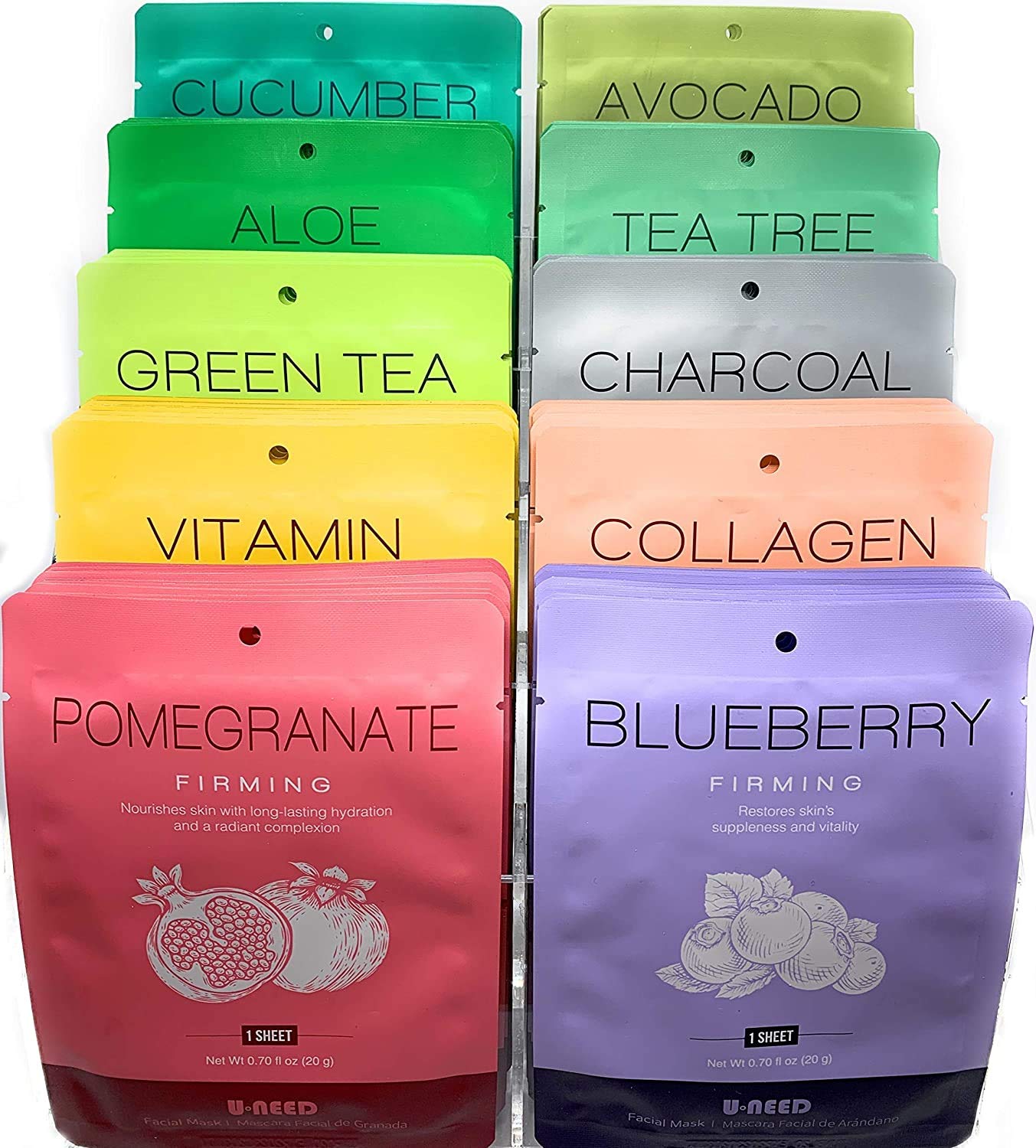 100 Combo Pack Korean Face Sheet Mask (10 Types x 10 pcs) Natural Facial Mask Sheet | Tencel | Skin Care | Made in Korea | Soothing | Moisturizing