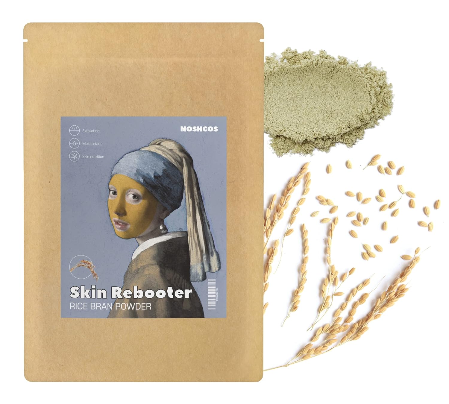 (10oz) Facial mask powder from Nature - Rice Bran, Natural Skin Care/Exfoliation, Moisturizing, Skin Nutrition